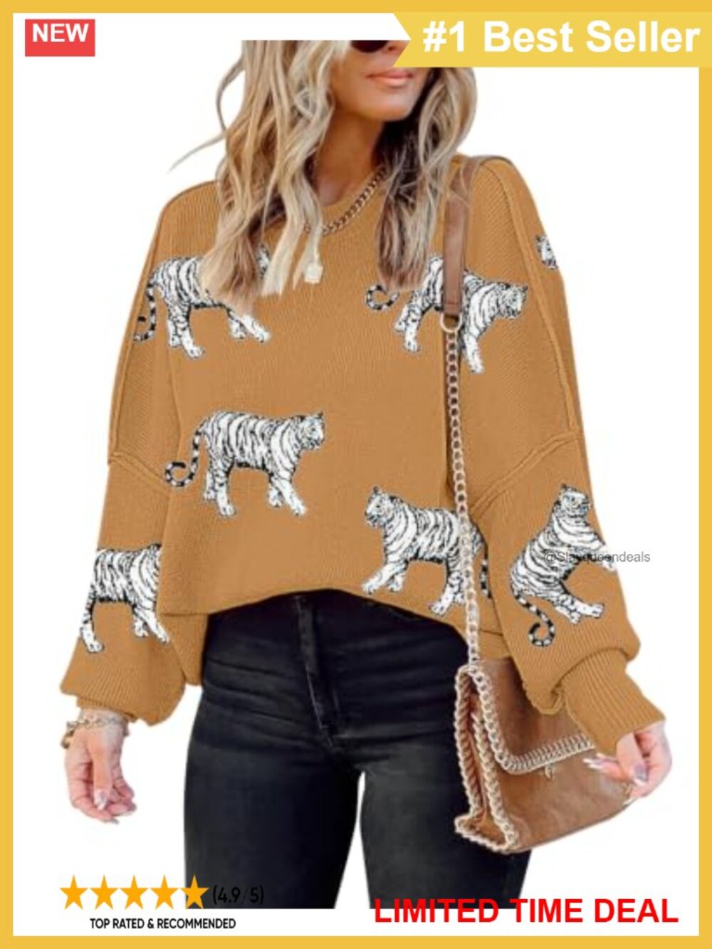 Batwing Sleeve Oversized Knit Pullover Sweater Loose Slouchy Top